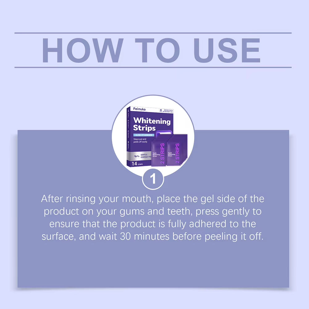 Purple Teeth Whitening Strips Oral Hygiene Fresh Breath Brighten Tooth Bleaching Long Lasting Oral Care Tooth Whitener Patches